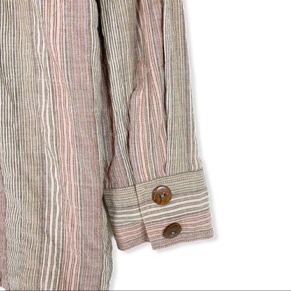 Free People Striped Button Down Shirt Top XS NEW - Picture 7 of 8